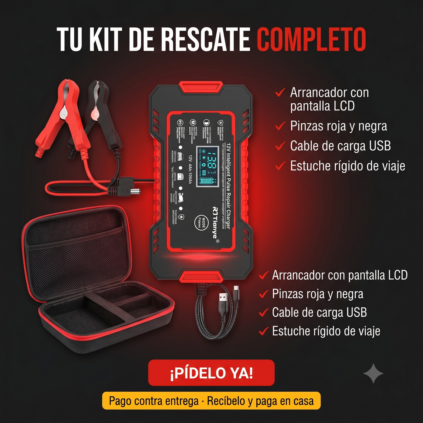 Poder absoluto e independiente. 12V de potencia bruta para dominar cualquier emergencia en el asfalto - INICIADOR DE BATERÍA PORTÁTIL