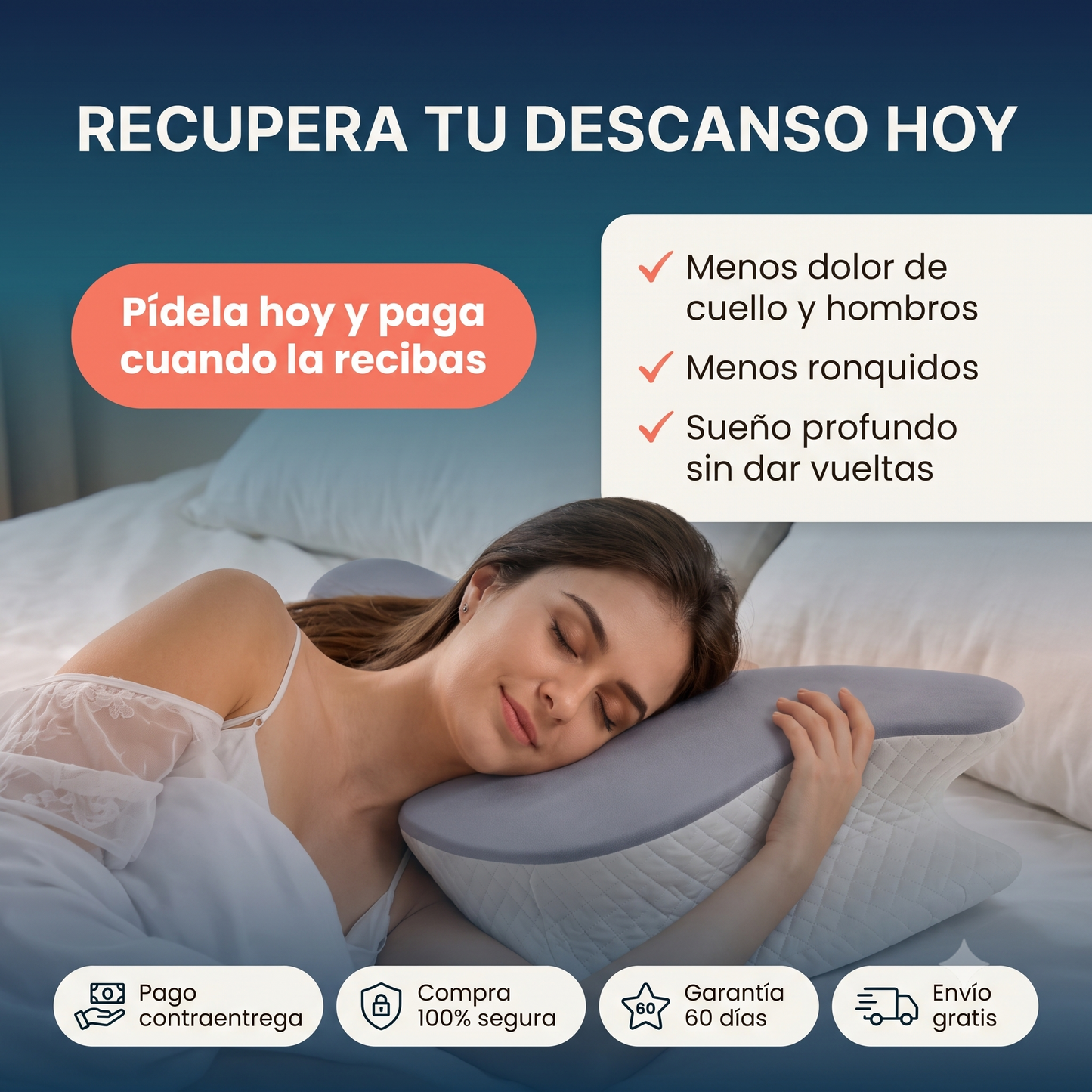CerviCalm - ¡La almohada ortopédica con diseño mariposa que alinea tu columna y libera la presión cervical sin necesidad de masajes ni analgésicos!