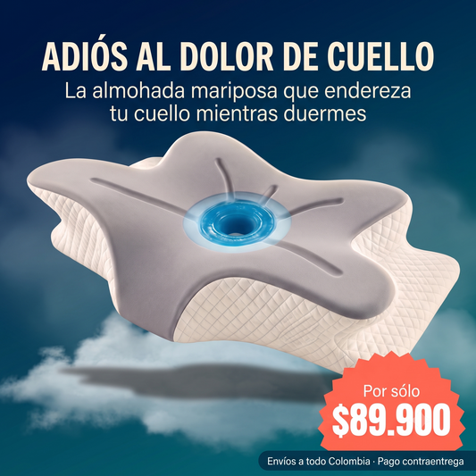 CerviCalm - ¡La almohada ortopédica con diseño mariposa que alinea tu columna y libera la presión cervical sin necesidad de masajes ni analgésicos!