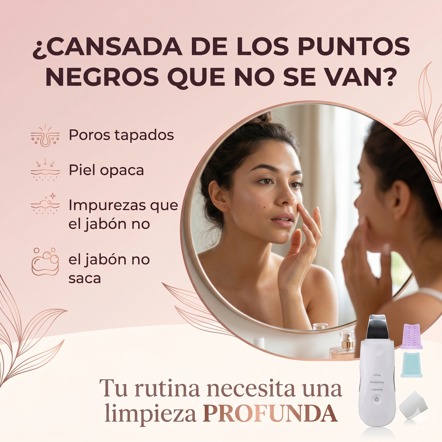 ESPATULA ULTRASÓNICA - ¡Elimina años de suciedad incrustada en minutos. Extrae la grasa, fulmina los puntos negros y luce una piel de cristal desde la primera pasada!