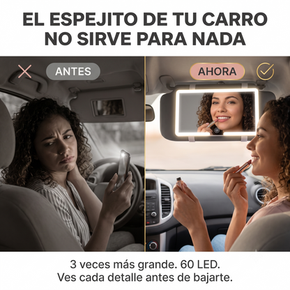 ESPEJO LED PARA CARRO - ¡Eleva tu rutina de belleza. Tu tocador personal, ahora sobre ruedas!