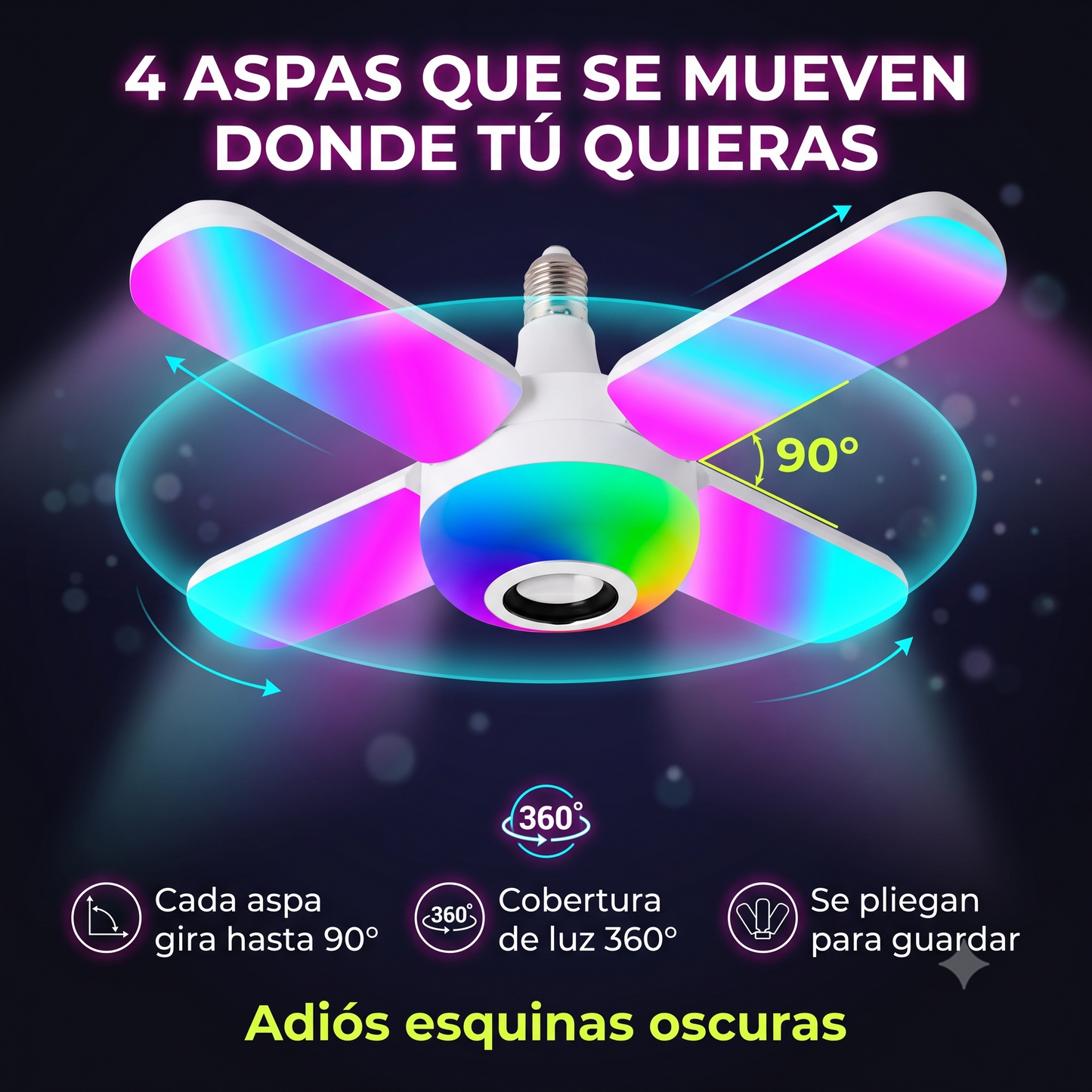 BOMBILLO PARLANTE RGB - ¡Tu cuarto, tus reglas. Crea la atmósfera perfecta para jugar, relajarte o festejar con un solo clic!