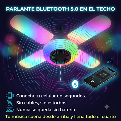 BOMBILLO PARLANTE RGB - ¡Tu cuarto, tus reglas. Crea la atmósfera perfecta para jugar, relajarte o festejar con un solo clic!