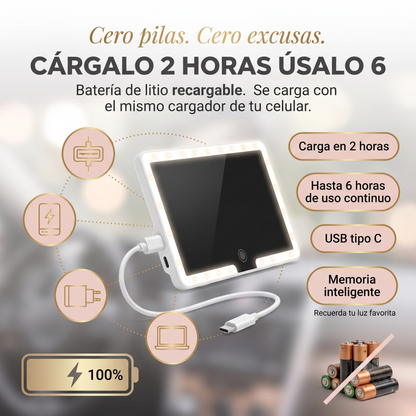 ESPEJO LED PARA CARRO - ¡Eleva tu rutina de belleza. Tu tocador personal, ahora sobre ruedas!