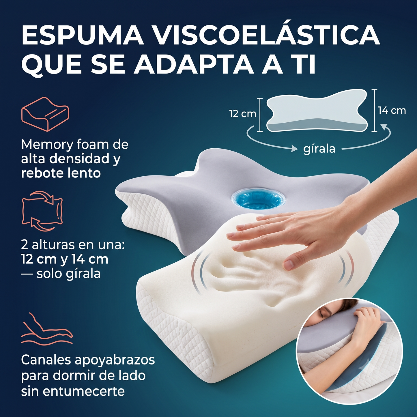 CerviCalm - ¡La almohada ortopédica con diseño mariposa que alinea tu columna y libera la presión cervical sin necesidad de masajes ni analgésicos!