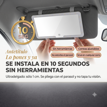 ESPEJO LED PARA CARRO - ¡Eleva tu rutina de belleza. Tu tocador personal, ahora sobre ruedas!