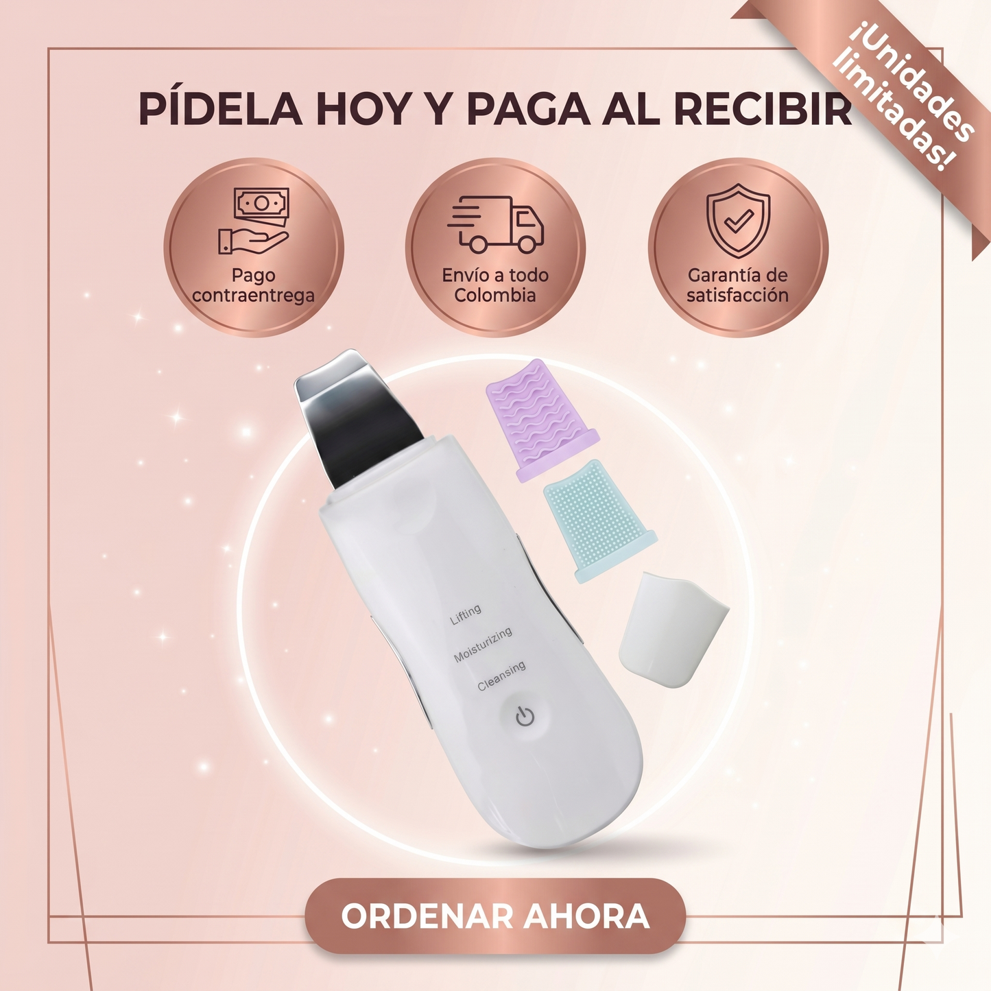 ESPATULA ULTRASÓNICA - ¡Elimina años de suciedad incrustada en minutos. Extrae la grasa, fulmina los puntos negros y luce una piel de cristal desde la primera pasada!