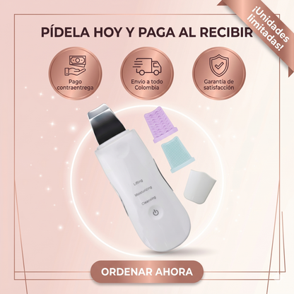 ESPATULA ULTRASÓNICA - ¡Elimina años de suciedad incrustada en minutos. Extrae la grasa, fulmina los puntos negros y luce una piel de cristal desde la primera pasada!