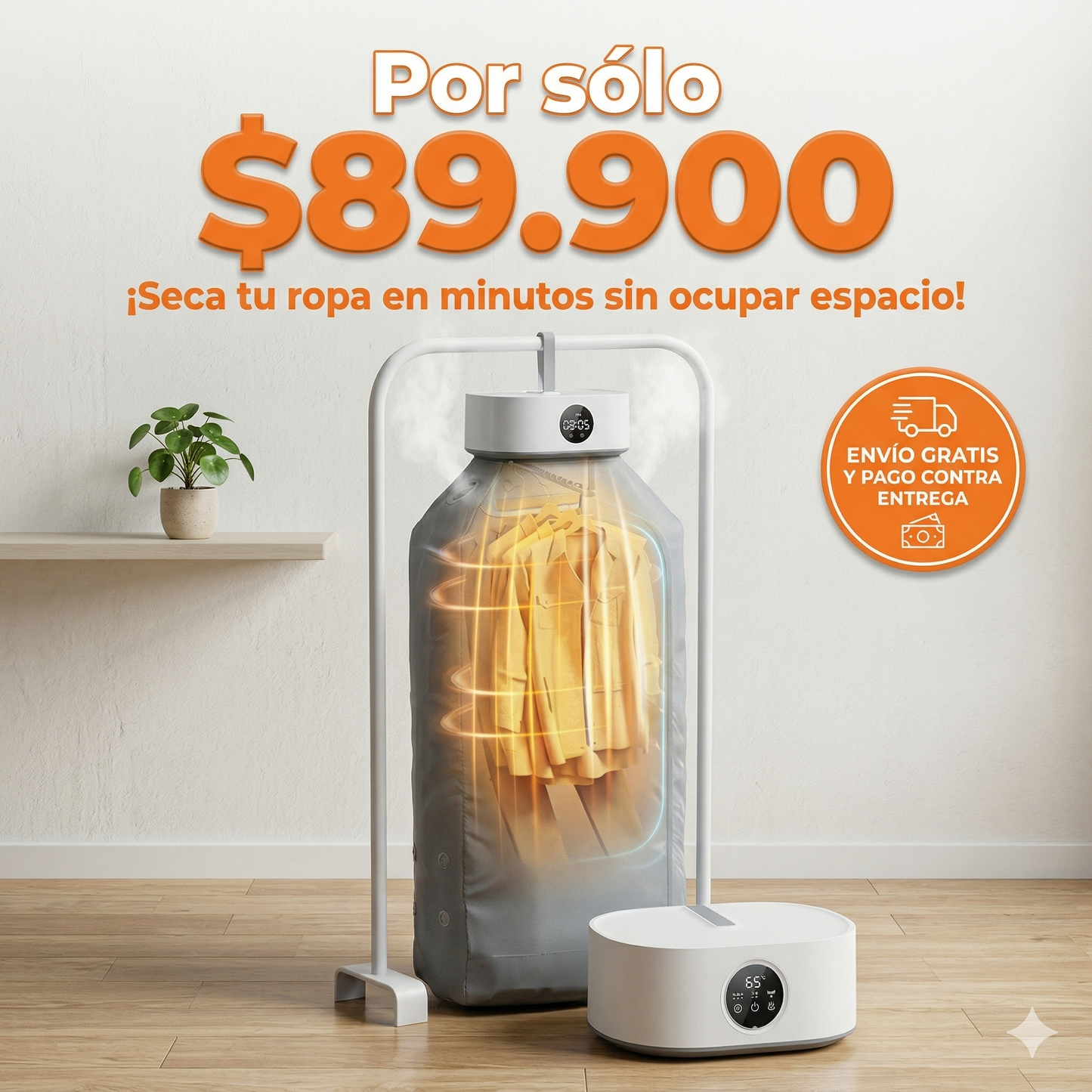 SECADORA DE ROPA PORTÁTIL 360°: ¡Tu ropa lista y sin arrugas en minutos!