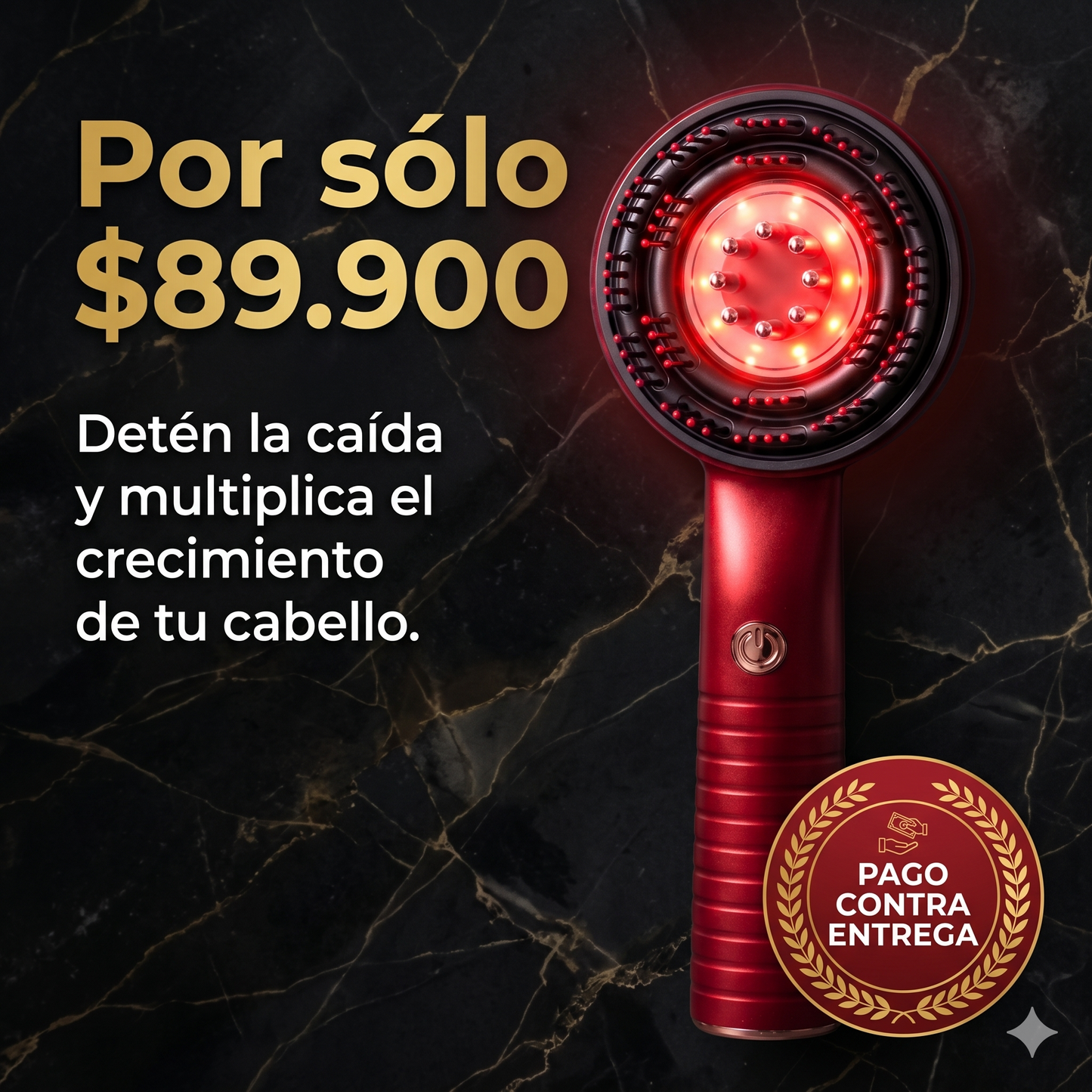 ¡Detén la caída y multiplica el crecimiento de tu cabello! - CEPILLO ELECTRICO ESTIMULADOR CAPILAR 3 EN 1