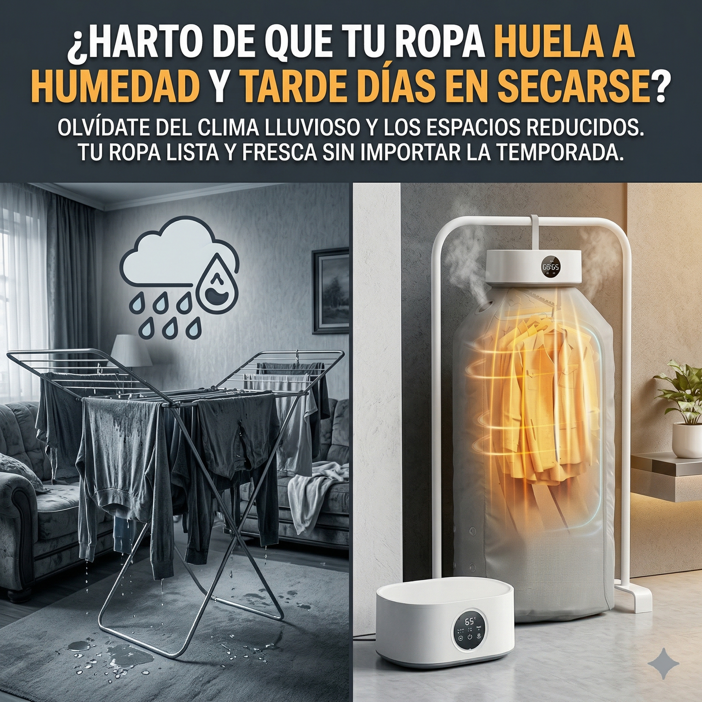 SECADORA DE ROPA PORTÁTIL 360°: ¡Tu ropa lista y sin arrugas en minutos!
