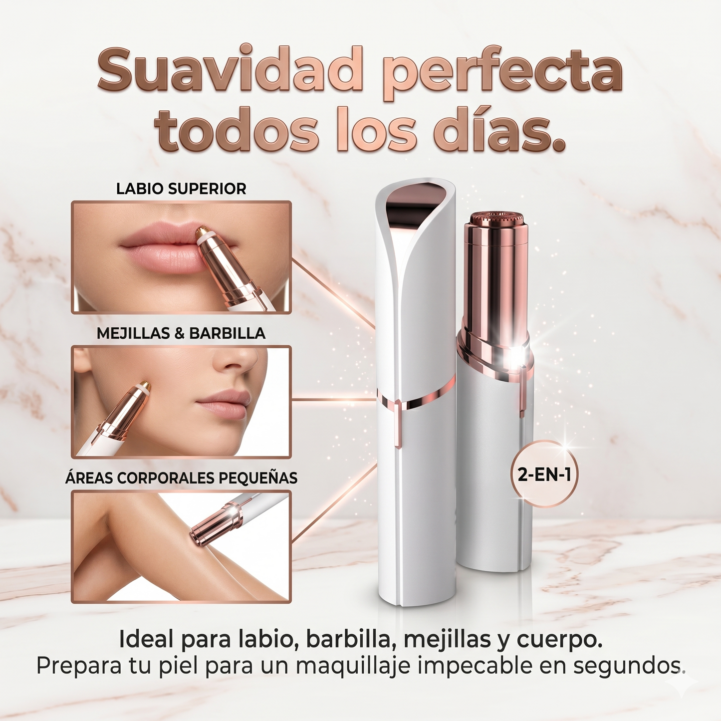 ¡Piel Perfecta en 60 Segundos, Donde Quiera que Estés! - DEPILADOR FACIAL PORTATIL