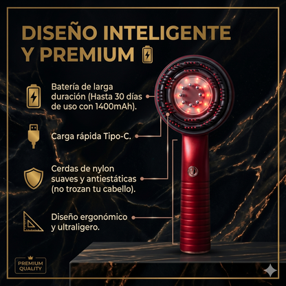 ¡Detén la caída y multiplica el crecimiento de tu cabello! - CEPILLO ELECTRICO ESTIMULADOR CAPILAR 3 EN 1