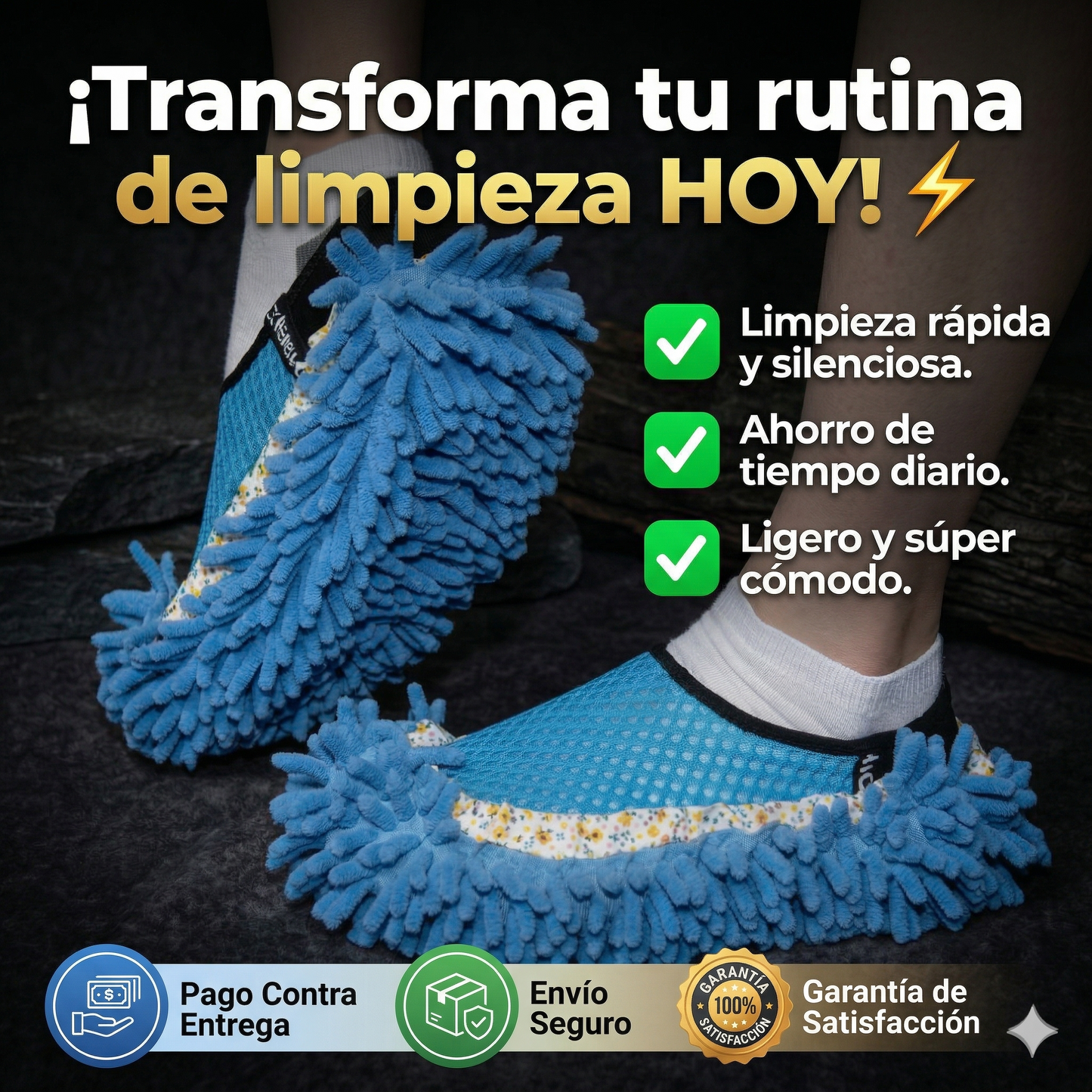 ¡Limpia tu casa sin darte cuenta! - ZAPATOS LIMPIADORES DE MICROFIBRA